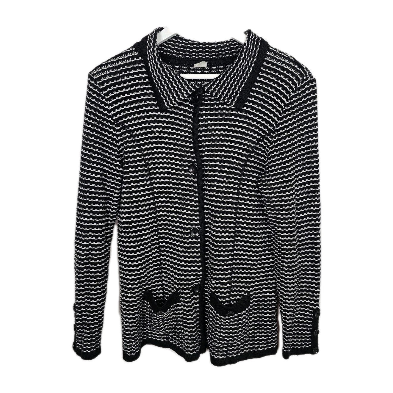 EK8430 Damen Strickjacke, schwarz-weiß, Gr.400
