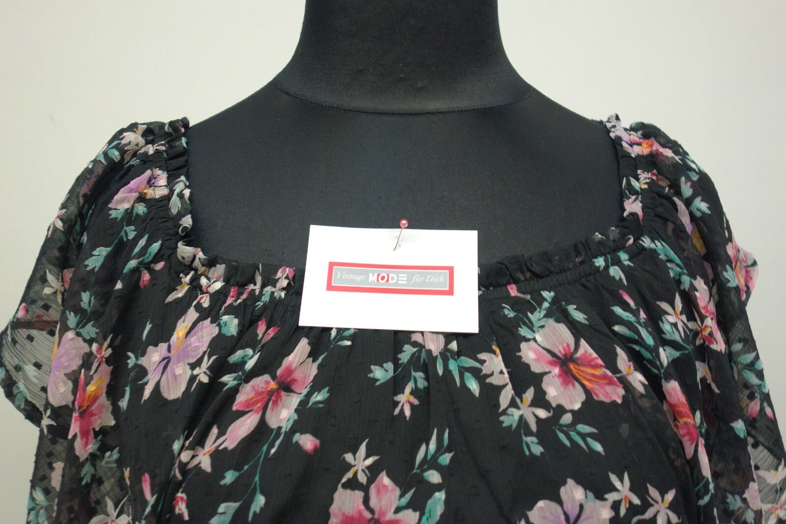 Tolles Bluse von Tally Weijl geblühmt schwarz Gr xL E10361