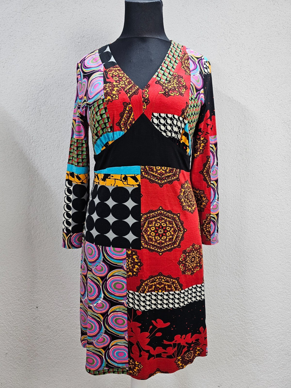 EK0977 Damen Kleid von Heine, mehrfarbig mit Muster, Gr. 460