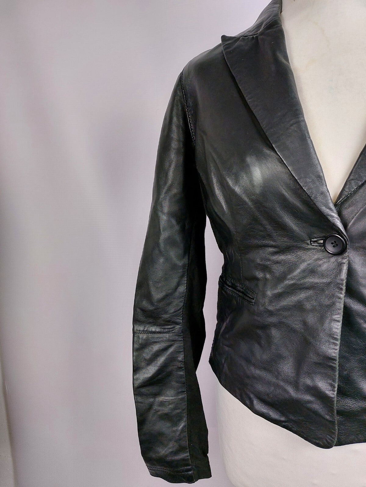 EK1491 Damen Blazer von Oui, schwarz, Gr.40 Echt Leder2