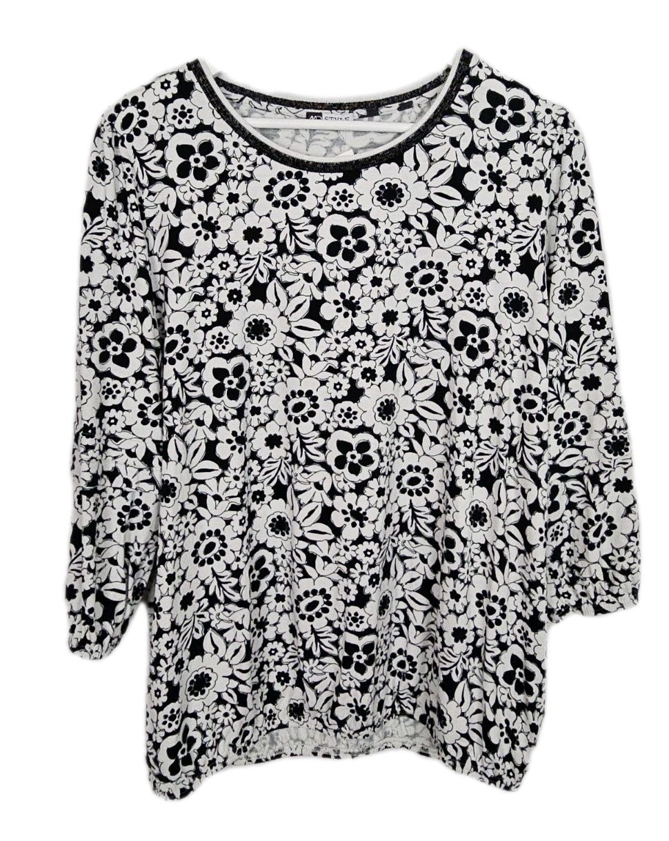 EK9536 Damen Bluse von MD Style, Schwarz/Weiß, Gr. 420