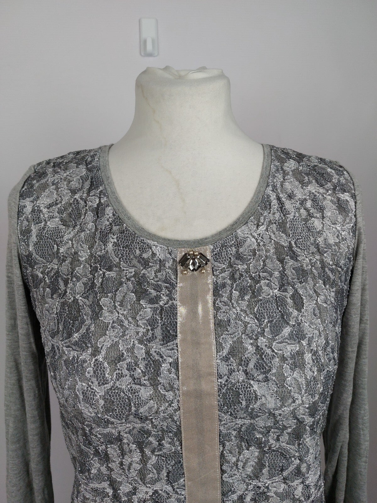 EK0325 Damen Langarmshirt von just white, grau, Gr. 341