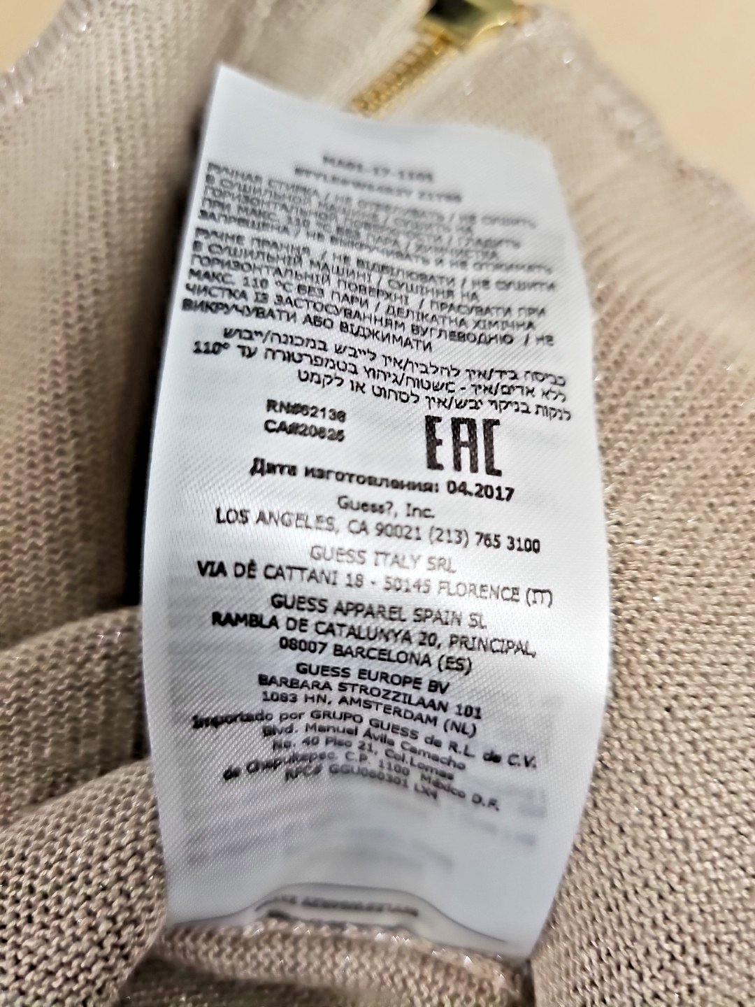 EK 7662 Guess Oberteil Gold  Beige Gr M5