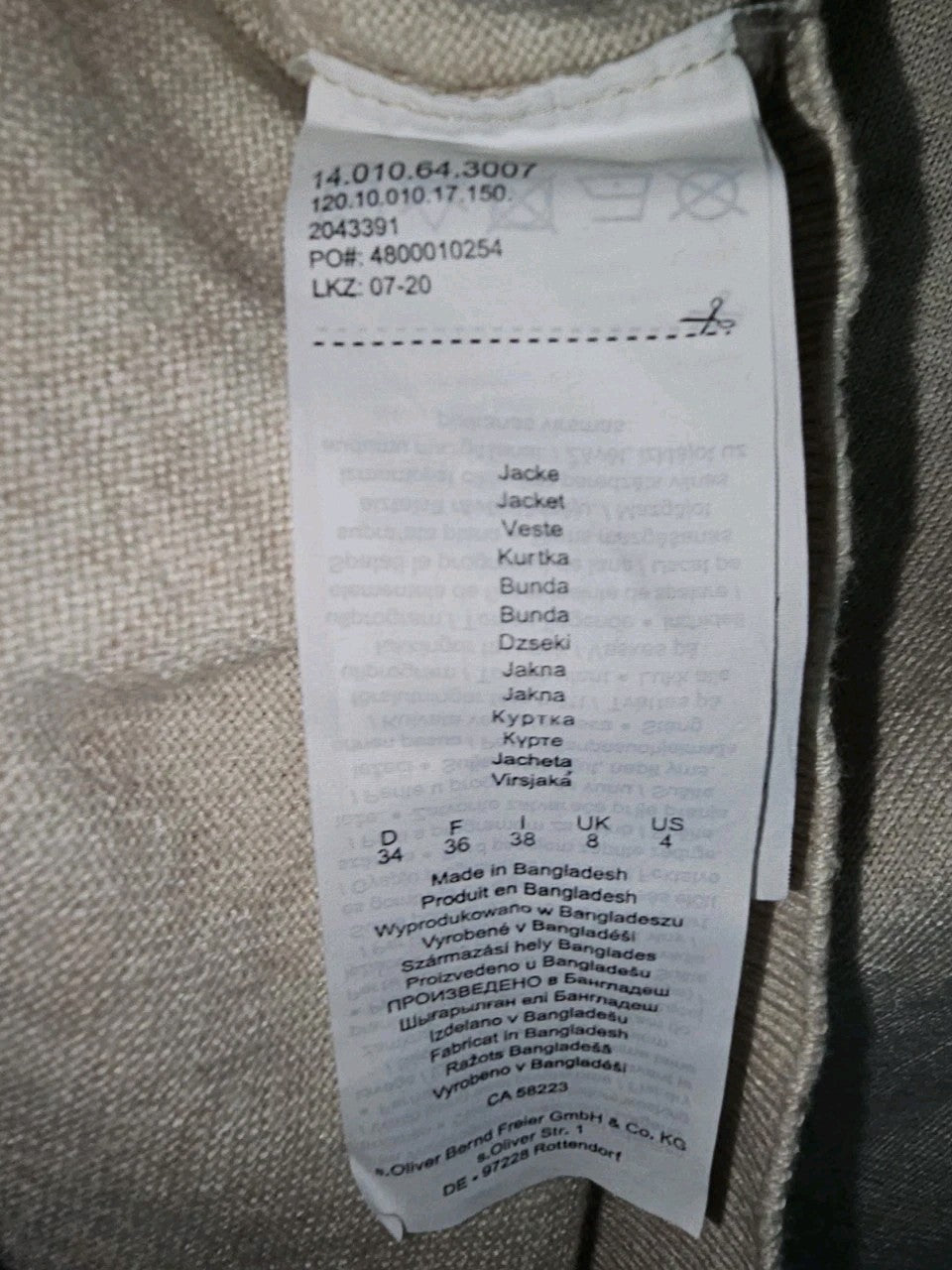 EK8787 Damen Strickjacke von s.Oliver, beige, Gr.343