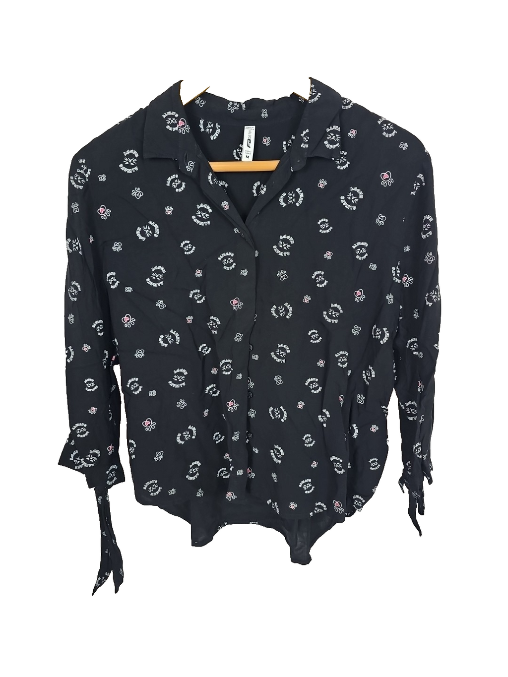 EK8291 Damen Bluse Fb Sister Gr.M Schwarz mit Kleinen Katzen Designs0