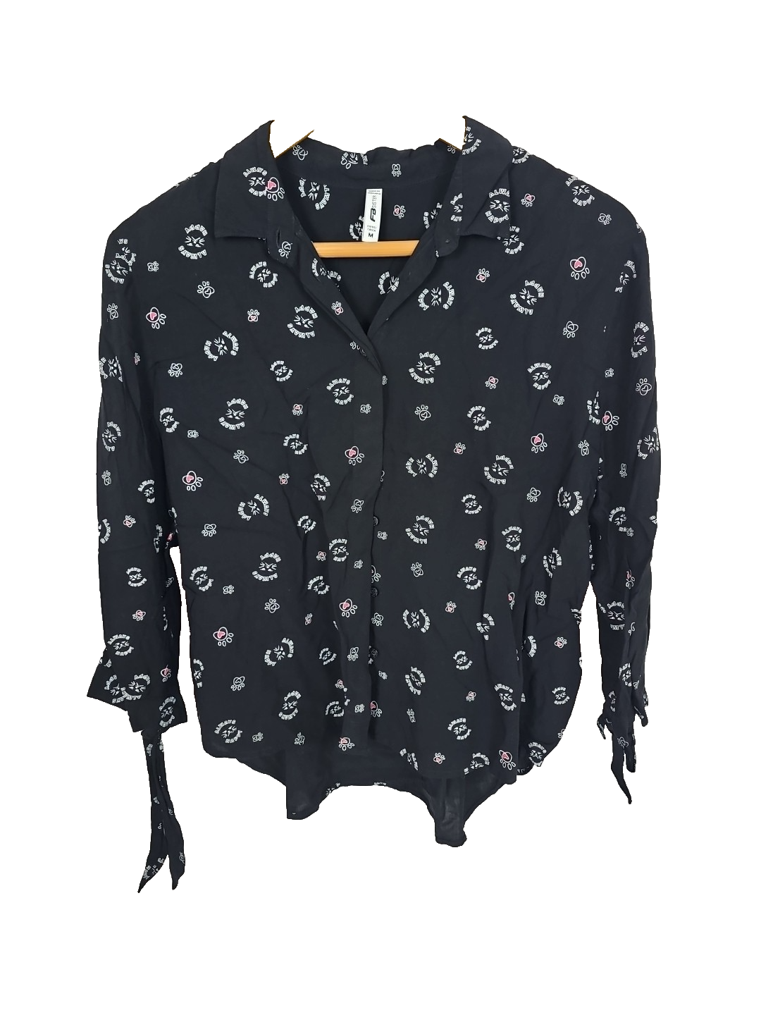 EK8291 Damen Bluse Fb Sister Gr.M Schwarz mit Kleinen Katzen Designs0