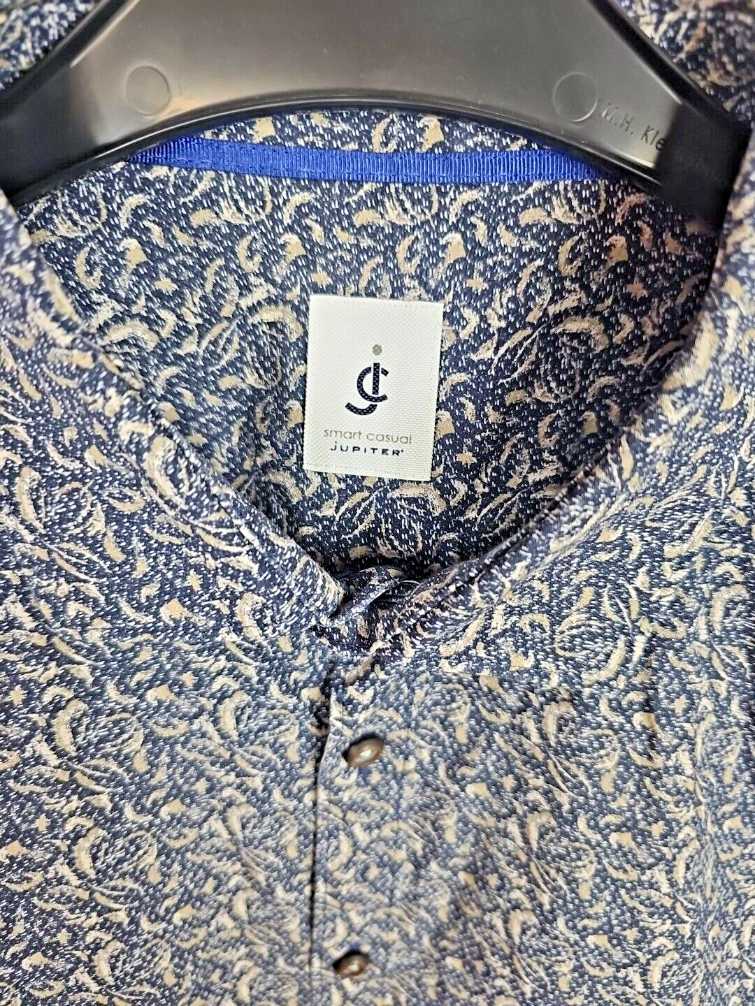 EK 1822 Herrenhemd Jupiter Smart Casual Blau Gemustert 100% Baumwolle1