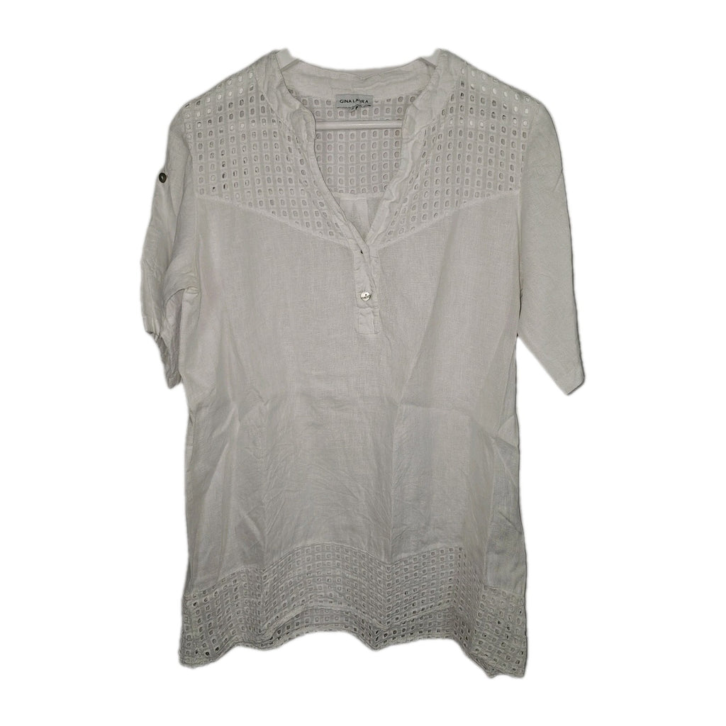 EK10004 Damen Bluse von Gina Laura, Weiß, Gr. S0