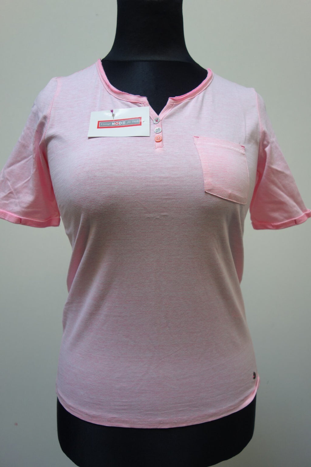 EK3374 Damen T-Shirt von Cecil, rosa/weiß gestreift, Gr. S0
