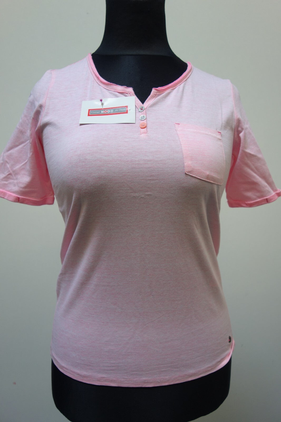 EK3374 Damen T-Shirt von Cecil, rosa/weiß gestreift, Gr. S0