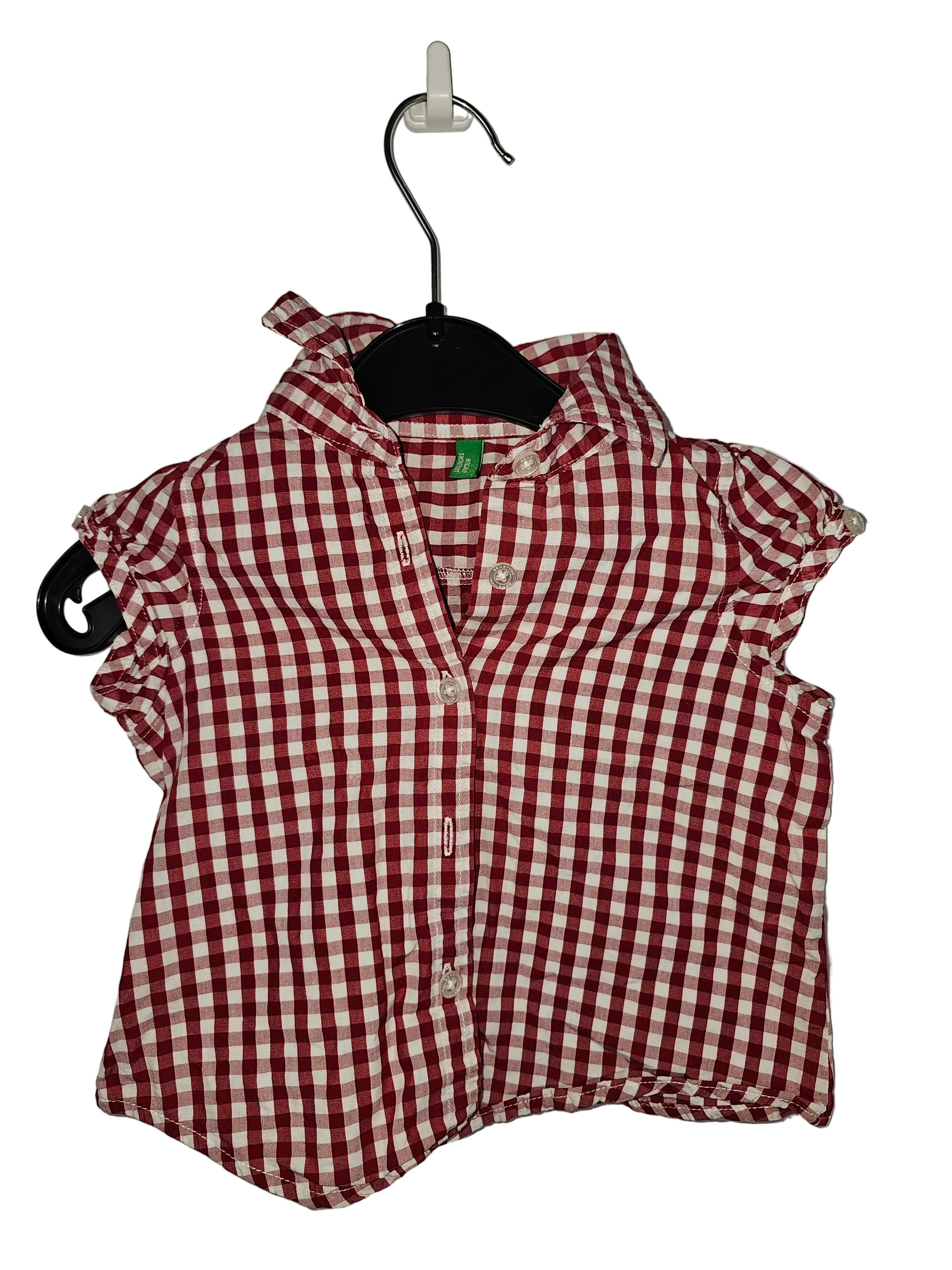EK13288 Mädchen Bluse von "United Colors of Benetton", rot-weiß, Gr.98/104 (nach Größentabelle)