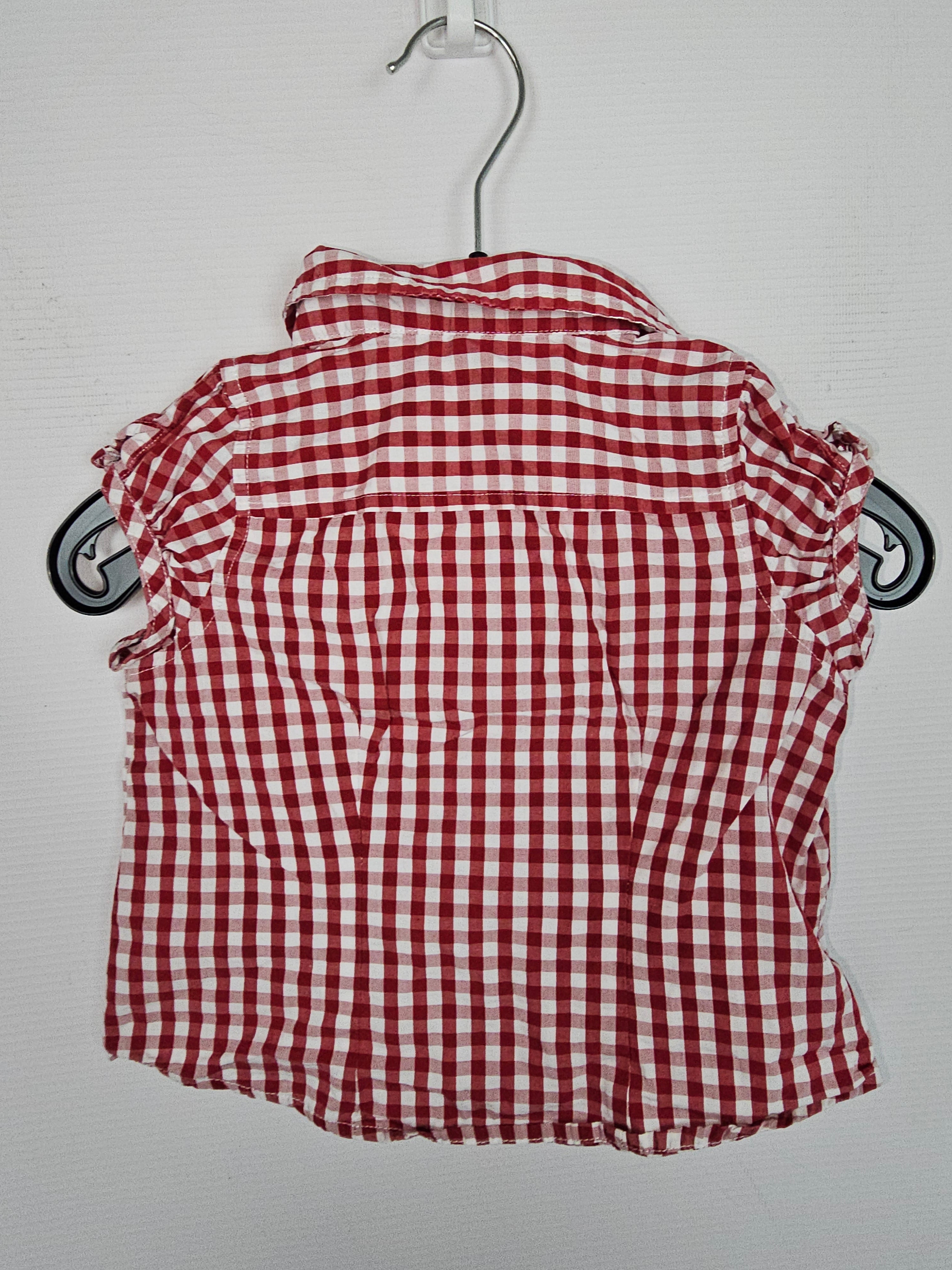 EK13288 Mädchen Bluse von "United Colors of Benetton", rot-weiß, Gr.98/104 (nach Größentabelle)