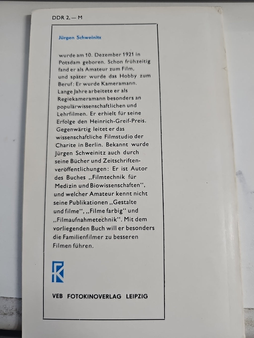 EB 2837 Famieken Und Urlaubsfilm Schweinitz Jürgen VEB Leipzig1