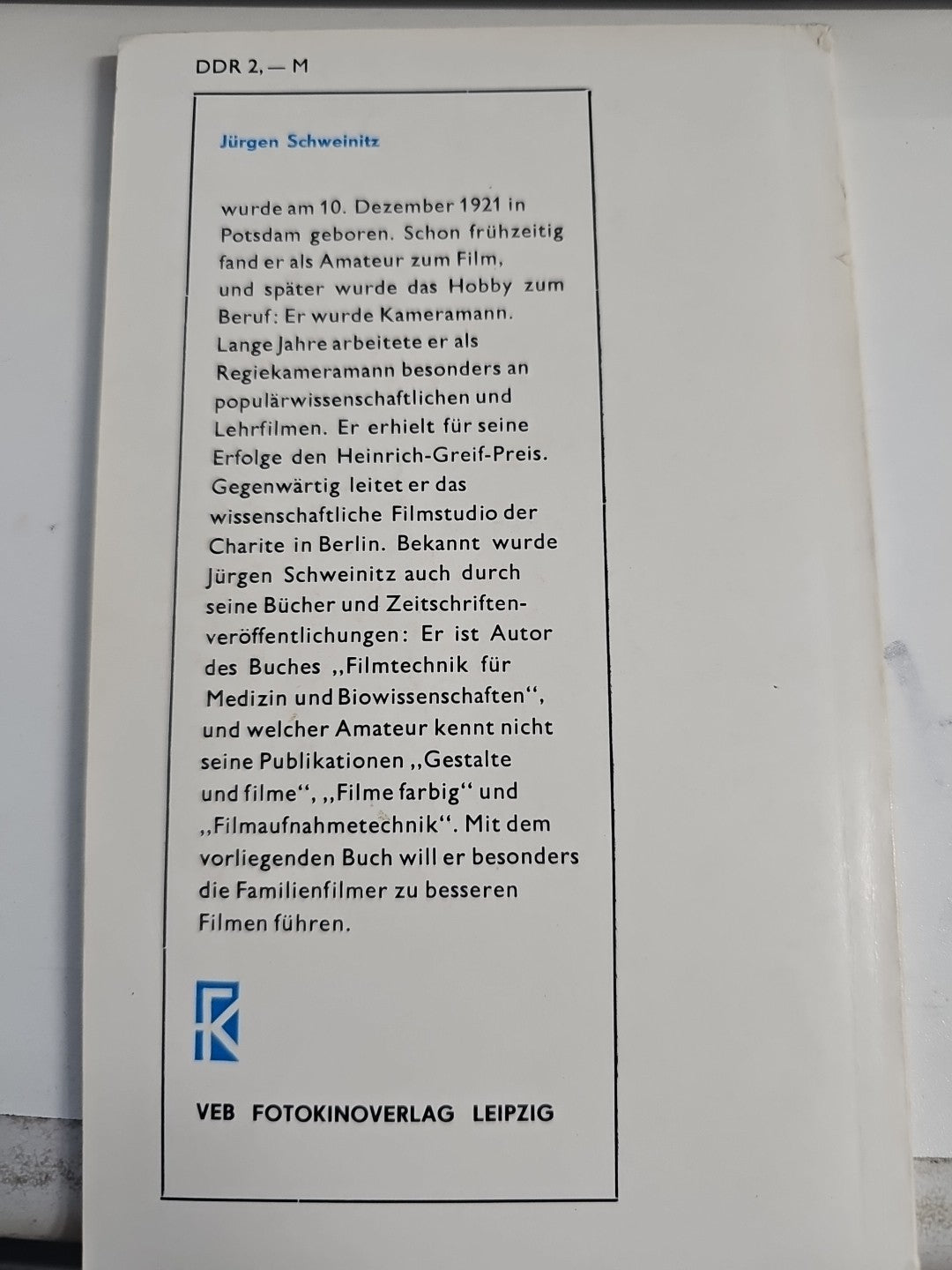 EB 2837 Famieken Und Urlaubsfilm Schweinitz Jürgen VEB Leipzig1