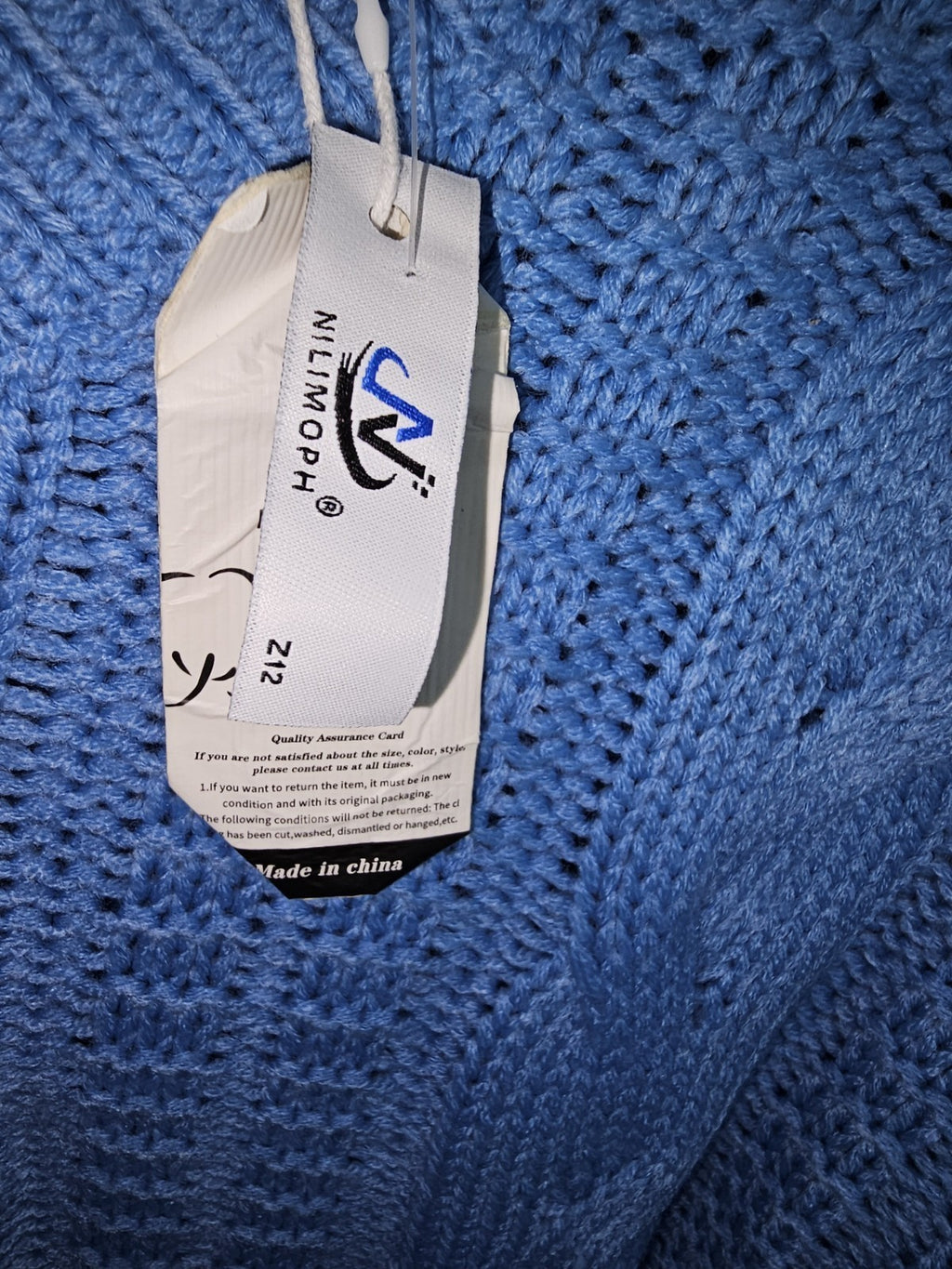 EK7527 Damen Strickpullover von Nilinoph, Blau, Gr.S3