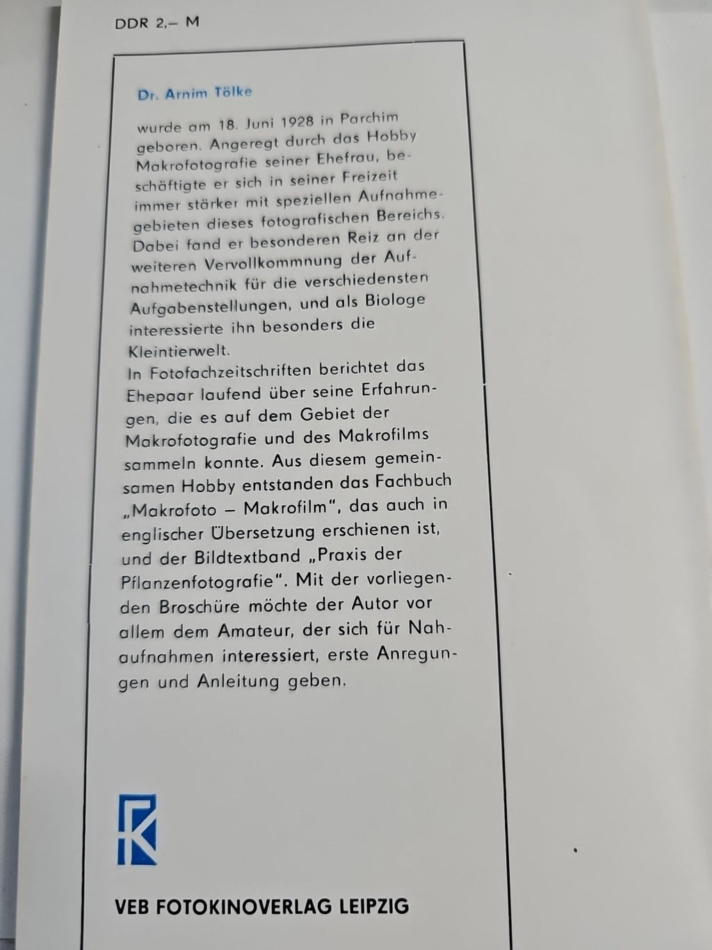 EB 2843 Arnim Tölke: Kleine Dinge groß im Bild, 3. verb. Aufl. 19821
