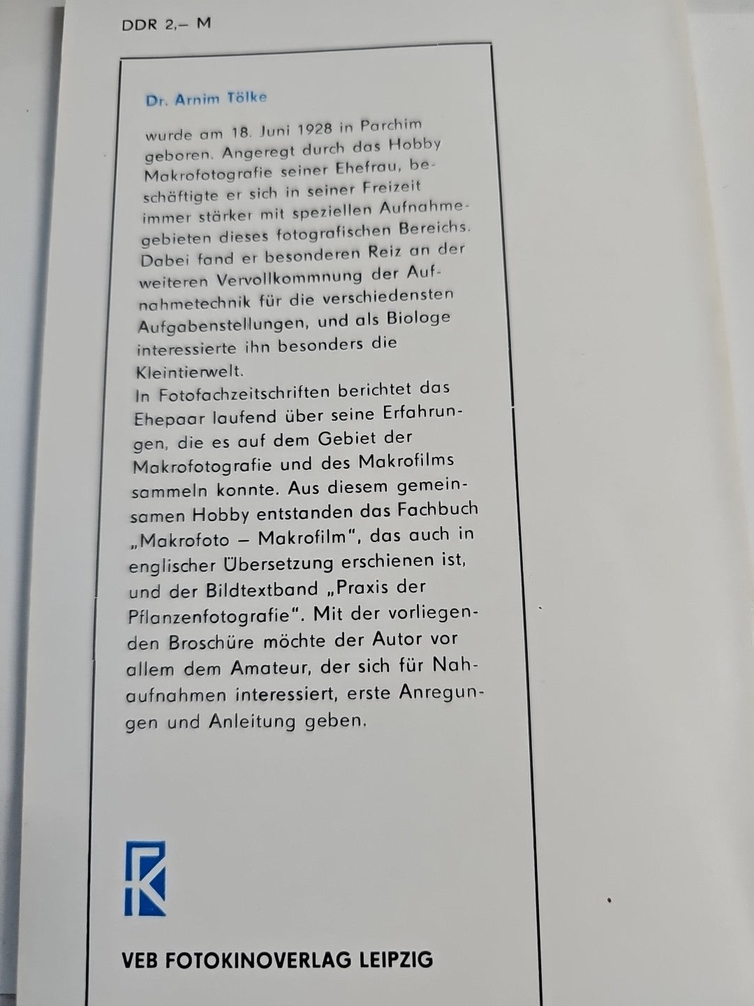 EB 2843 Arnim Tölke: Kleine Dinge groß im Bild, 3. verb. Aufl. 19821